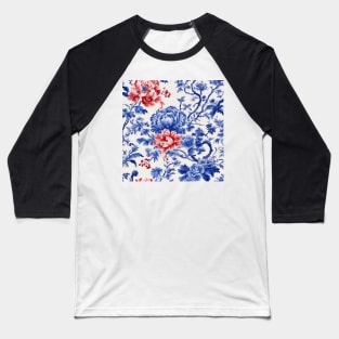 Blue and red French toile de jouy Baseball T-Shirt